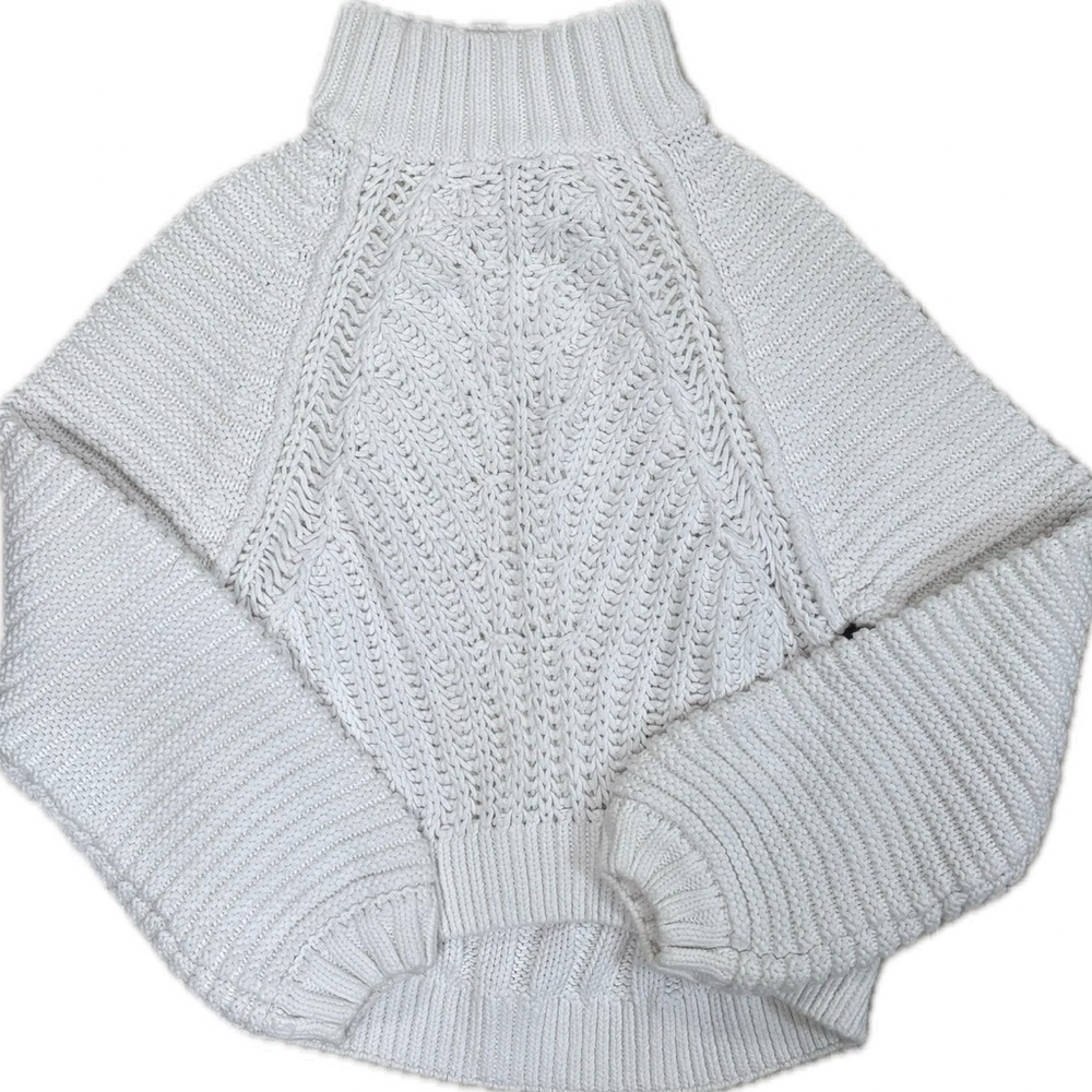 Free People Knit Sweater Cropped Mock Neck White XS EUC